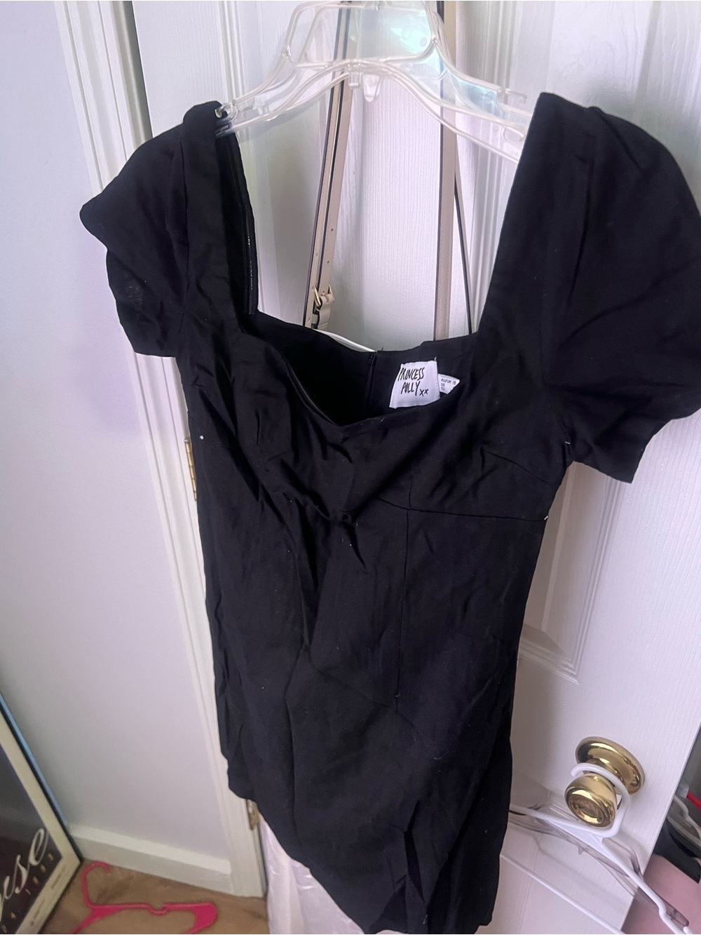 Princess Polly Black Puff Sleeve Square Neck Crop Top